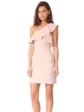 Elizabeth and James Ruffle Sheath Dress in Light Blush